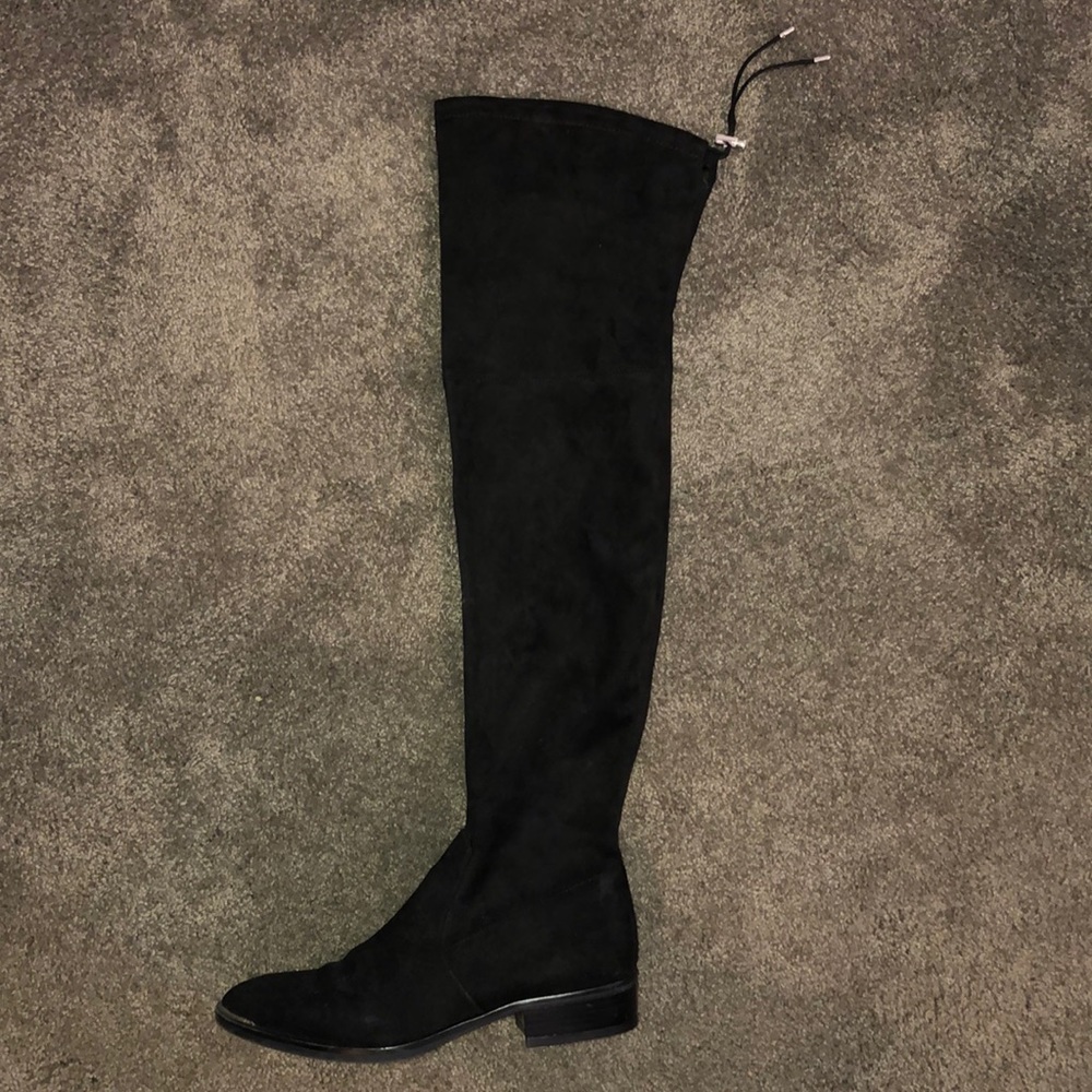 Black Suede Knee Boots - Picture 1 of 3